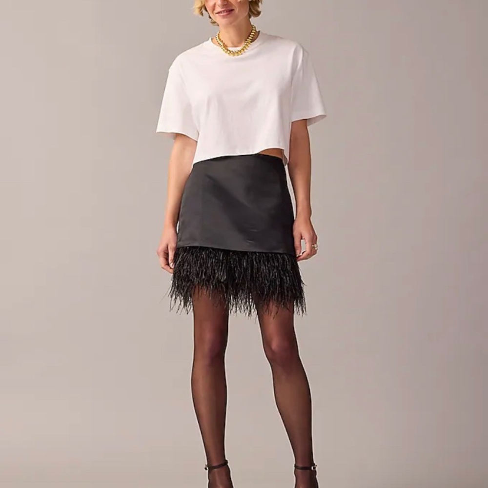 NWT J. Crew feather-trim skirt